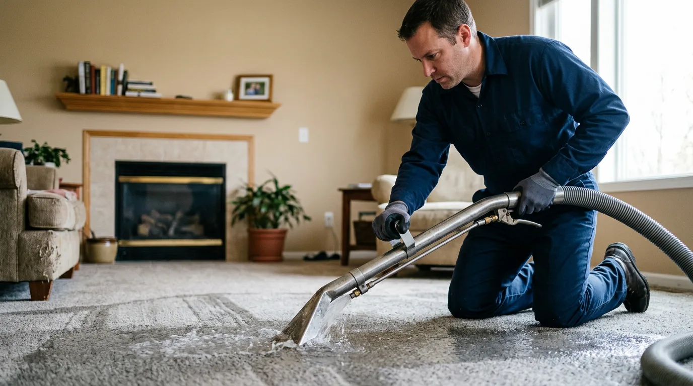 Water damage restoration technician working near Idaho Falls, ID